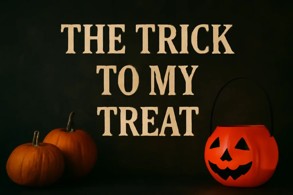 "Spooky Halloween decorations with a trick-or-treat basket for Instagram captions."