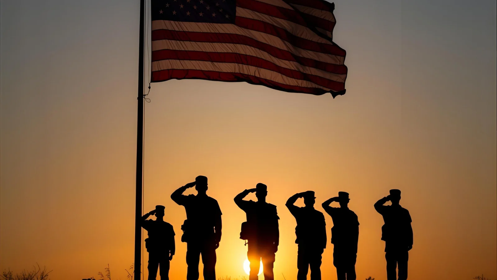 Patriotic salute and flag for Veterans Day honor.